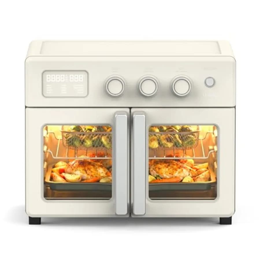 Forno Tostapane e Friggitrice ad Aria con Porta Francese 34QT, da Appoggio, a Convezione, 12-in-1: Cuoce, Griglia, Arrostisce, per Pizza da 12 Pollici, Disidrata, con 5 Accessori