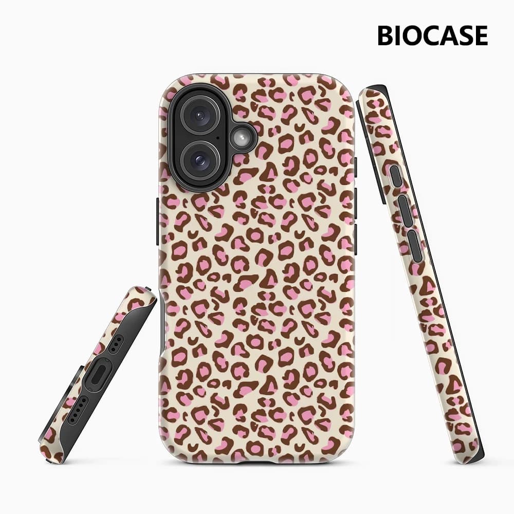 Custodia per telefono con stampa leopardata rosa per custodia magnetica per iPhone 17 16 15 14 13 Pro Max Plus, custodia robusta a strato singolo/doppio