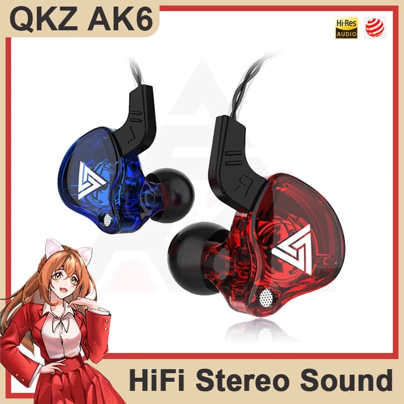 Originale QKZ AK6 HiFi Surround Sound In-Ear con microfono Musica Cuffie cablate da 3,5 mm per giochi sportivi Corsa Fitness Yoga Auricolari