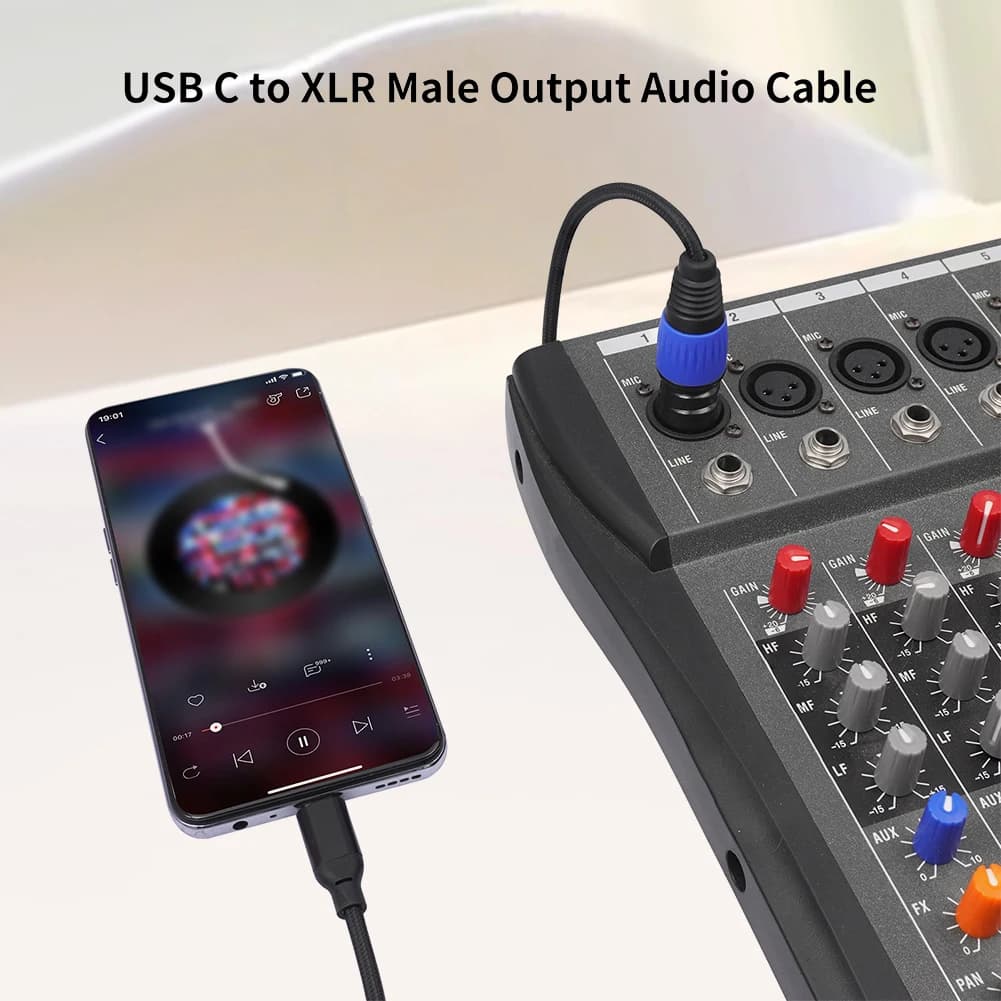 Cavo USB Type-C a XLR Maschio Plug and Play, Cavo Stereo Type-C a XLR Maschio per Amplificatore, Altoparlante, Mixer, Console