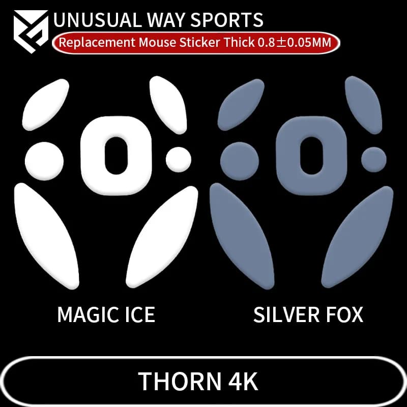InsolitoWaySports Mouse Pattini Piedi Fnatic Thorn 4K Superficie curvata PTFE Anti collasso Magic Ice Pink Black Silver Fox