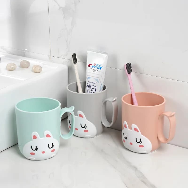Tazze da Bagno con Disegni Cartoon, Portaspazzolini Riutilizzabili Infrangibili, Bicchieri in Plastica per Uso Domestico