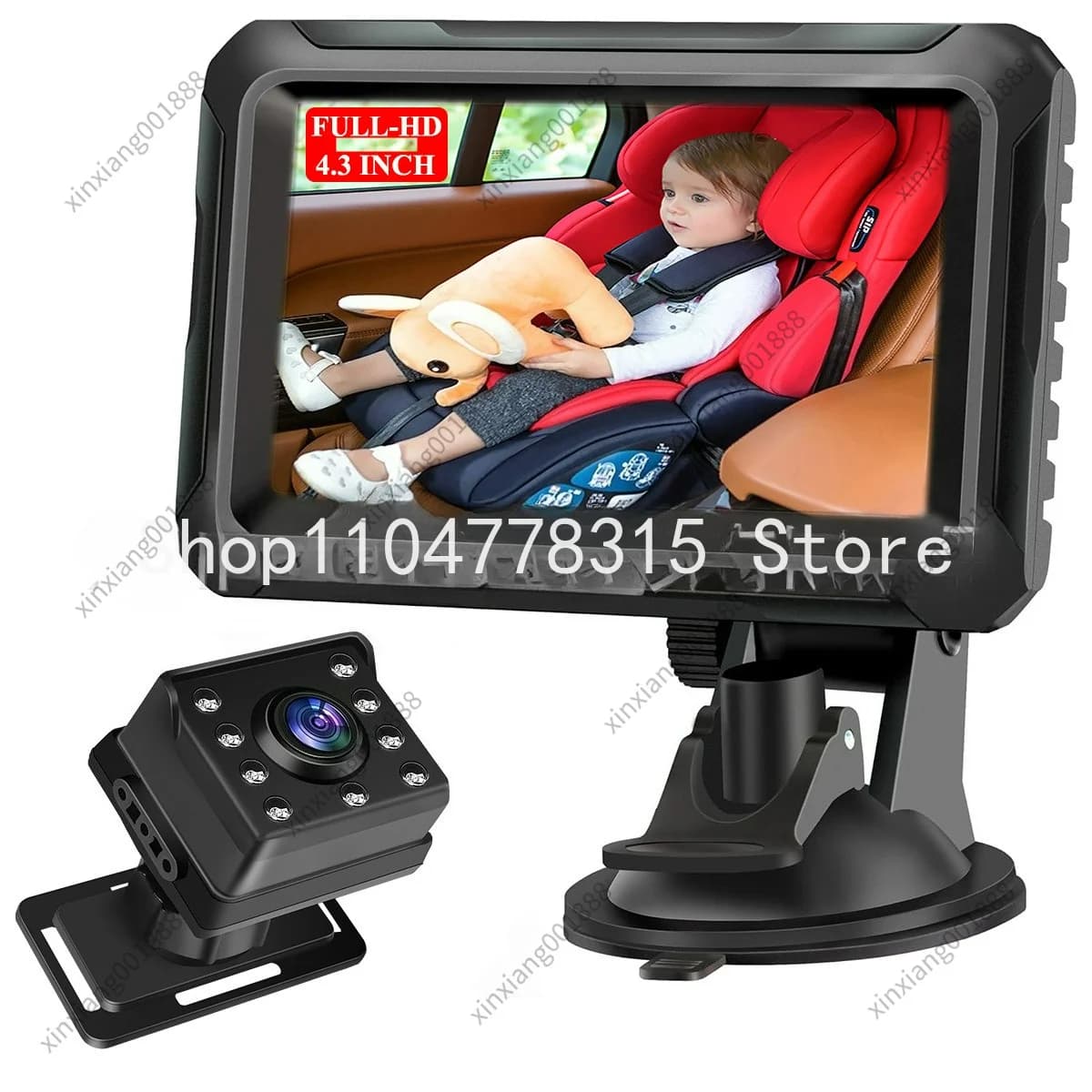 Nuovo Monitor per Auto da 4,3 Pollici, Modello Privato HD 1080P, Telecamera Posteriore per Bambini, Specchietto Retrovisore di Sicurezza per Auto