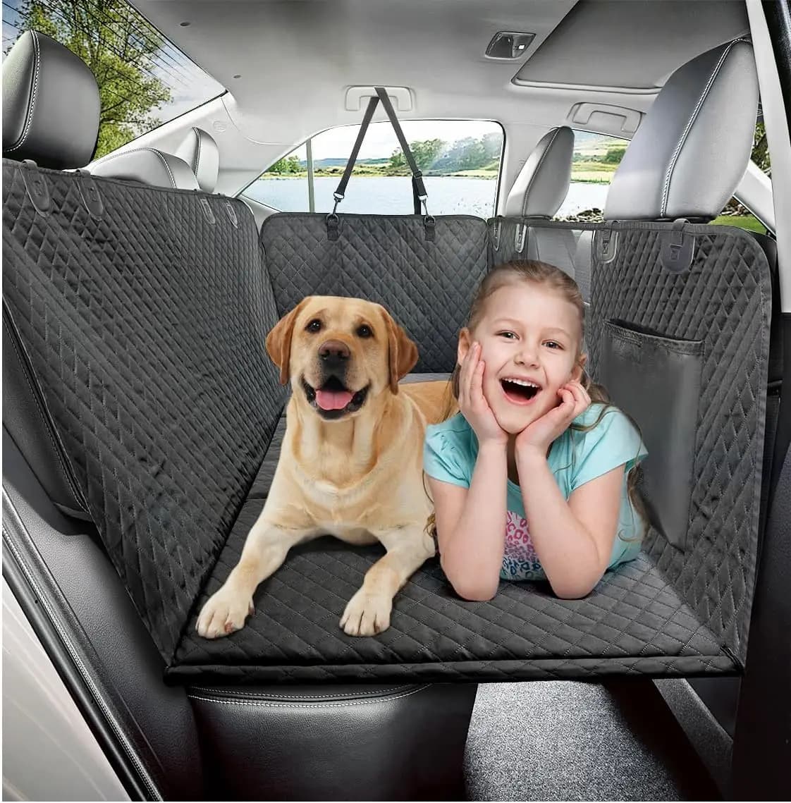Car Seat Covers for Cani Waterproof with Rigid Bottom, Amaca Design for Seat Protection Posterior in Car, Truck and SUV