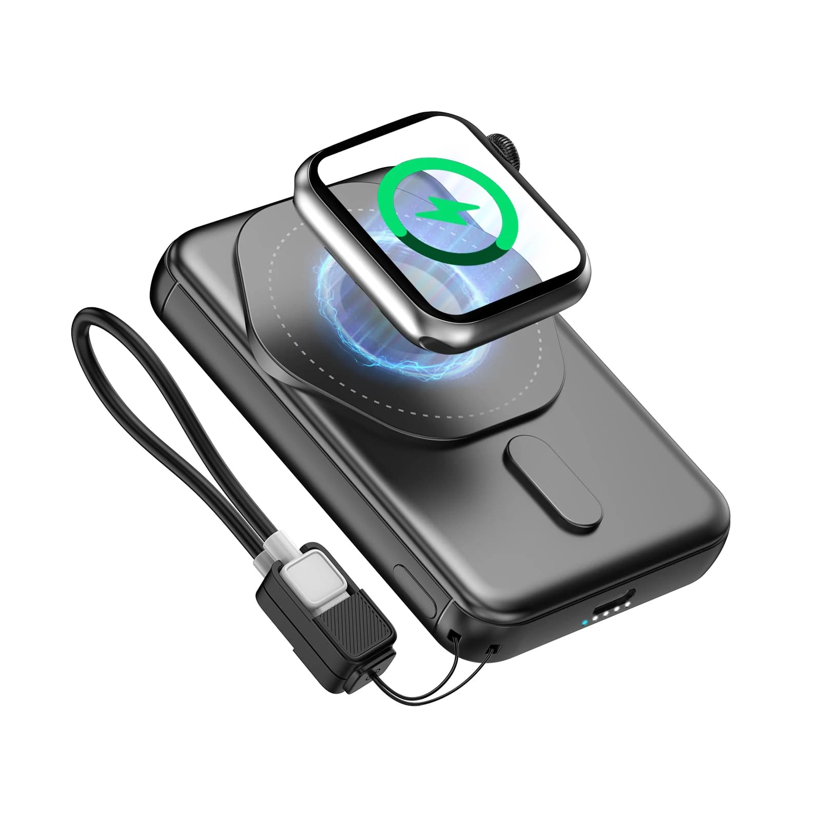 SIXTHGU Portable Magnetic Charger, Mini Power Bank Wireless 3 in 1 for Magsafe, 5000mAh Battery, PD20W Quick Charging