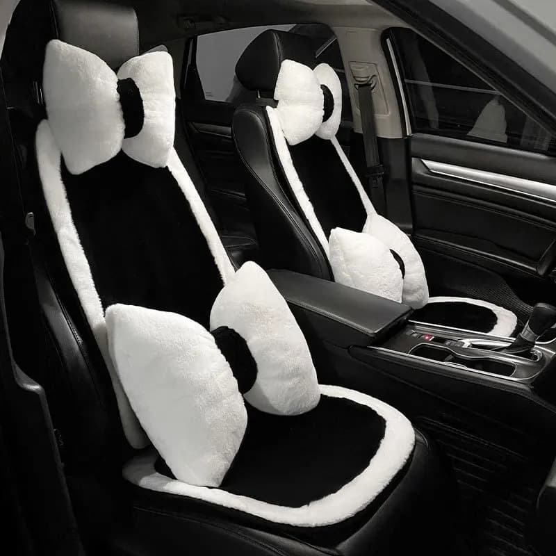 Nuovo cuscino per il collo dell'auto in cotone simpatico peluche cartone animato bowknot orso cuscino per il riposo da viaggio cuscino per il collo poggiatesta kit interni per auto Kawaii