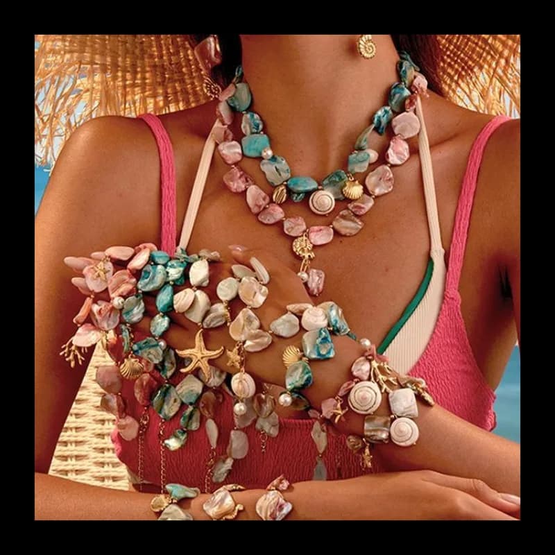 Ocean Series Beach Vacation Wind Necklace Earrings Sea Star Shell Summer Jewels Stainless Steel