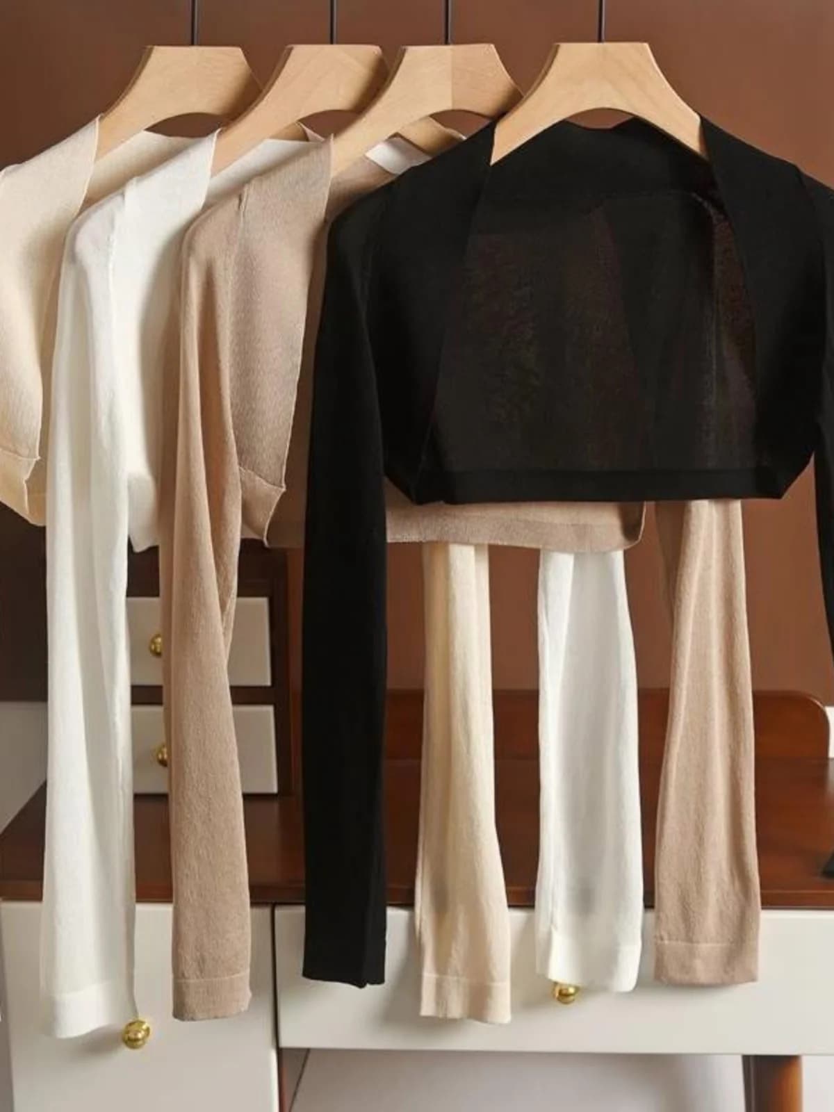 Cardigan Corto da Donna in Maglia, Coprispalle, Protezione Solare, Top a Maniche Lunghe, Gilet Estivo Sottile, Stile Casual per il Pendolarismo