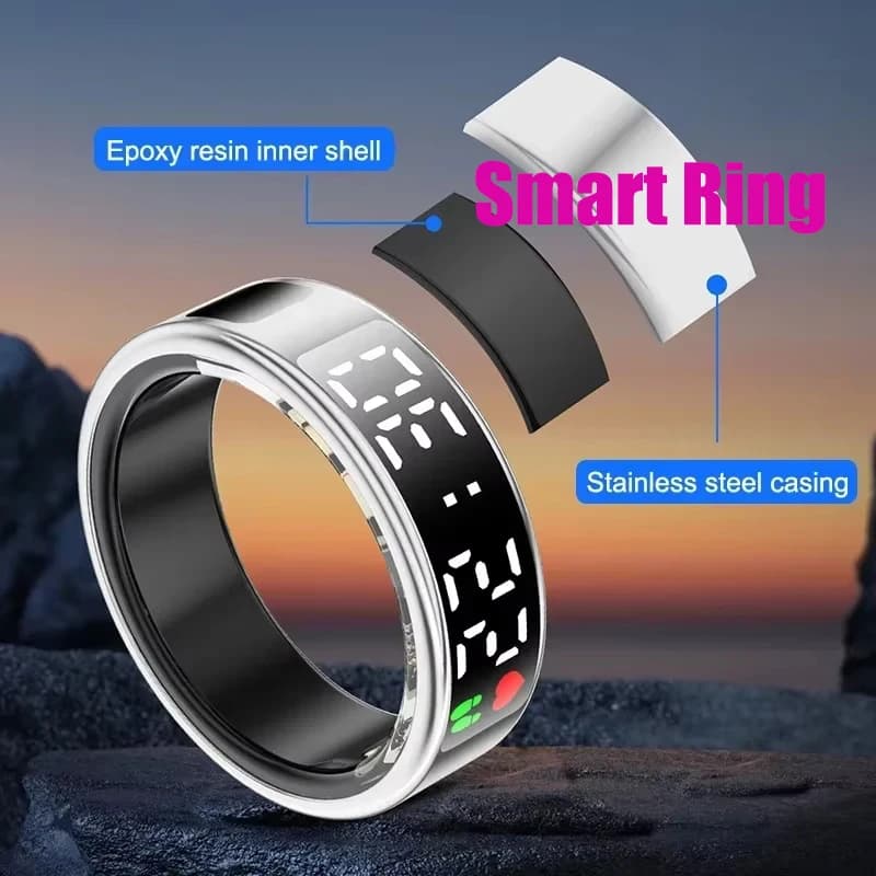 Fitness Sleep Smart Ring Display a LED Frequenza cardiaca Monitoraggio dell'ossigeno nel sangue Modalità sport all'aria aperta Anello impermeabile IP68 e 5ATM