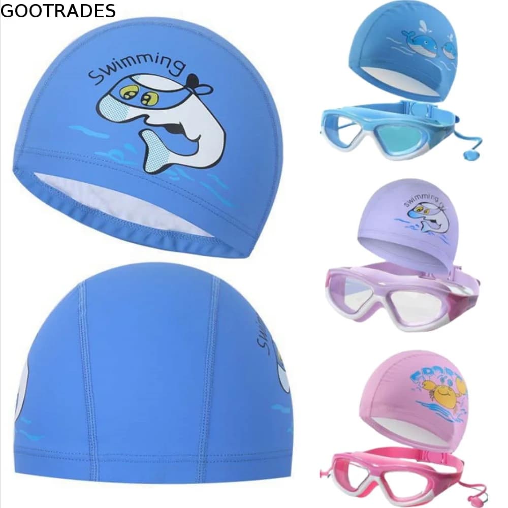 Waterproof Children's Swimming Cap Clear Vision Comfortable Kids Swimming Glasses Cartoon Anti-fog Boys Swimming Caps