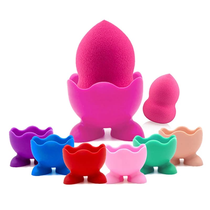1 pz Supporto Traspirante in Silicone per Beauty Blender, Porta Puff a Goccia Ovale, Organizzatore Riutilizzabile per Strumenti Trucco