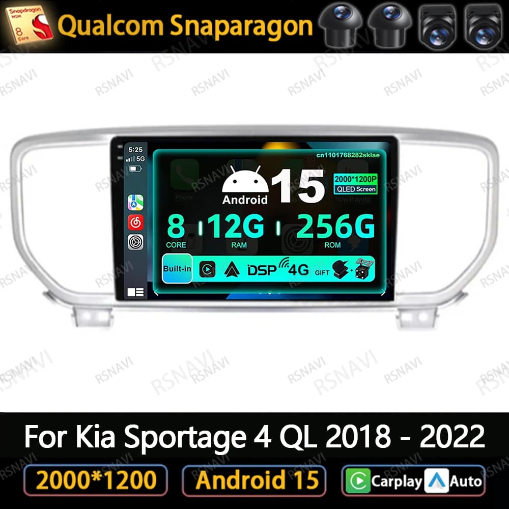 Android 15 Car Radio For Kia Sportage 4 QL 2018 - 2021 2022 DSP Qualcomm AI Voice WIFI+ 4G LTE IPS QLED DVD Snapdragon Head Unit