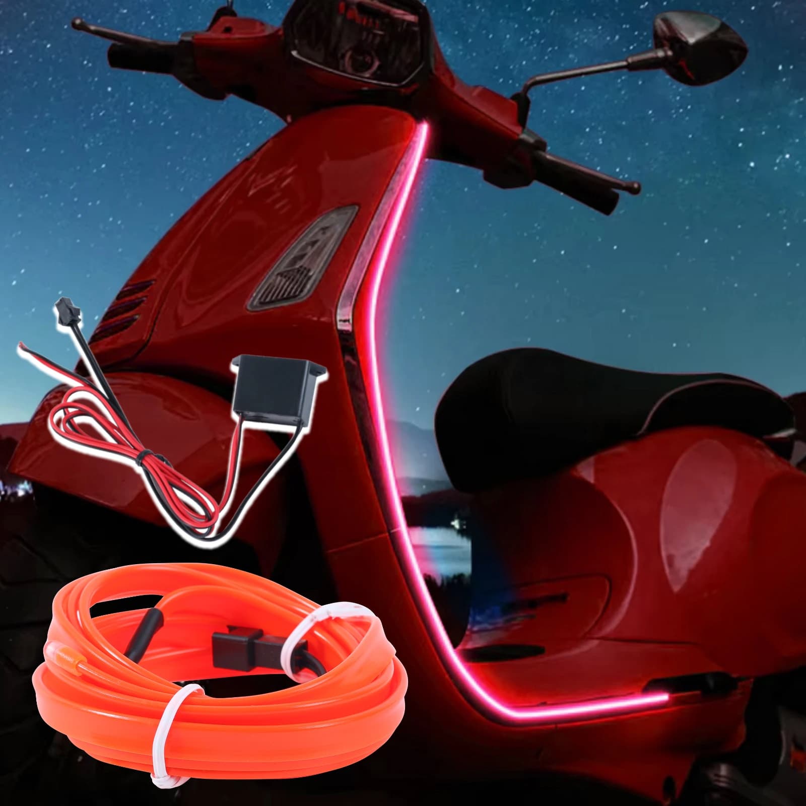 Striscia interna per auto Illuminazione ambientale Neon rosso Dash Glow Tube 2M Illuminazione interna Accessorio decorativo per atmosfera flessibile