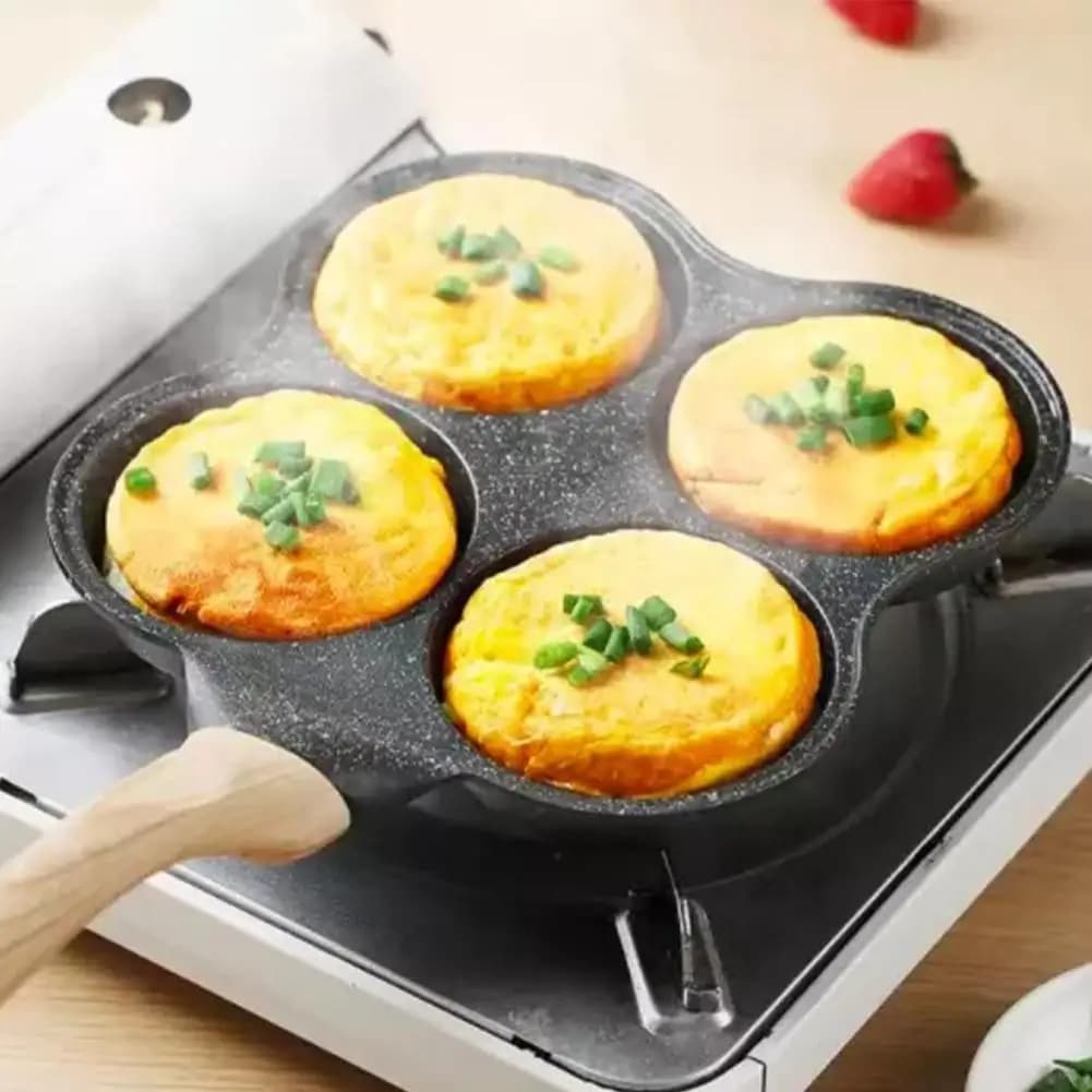 Frittata per uova antiaderente addensata a 4 fori Bistecca alla griglia Padella per hamburger Pane Colazione Maker Pentole a induzione Padella per frittata