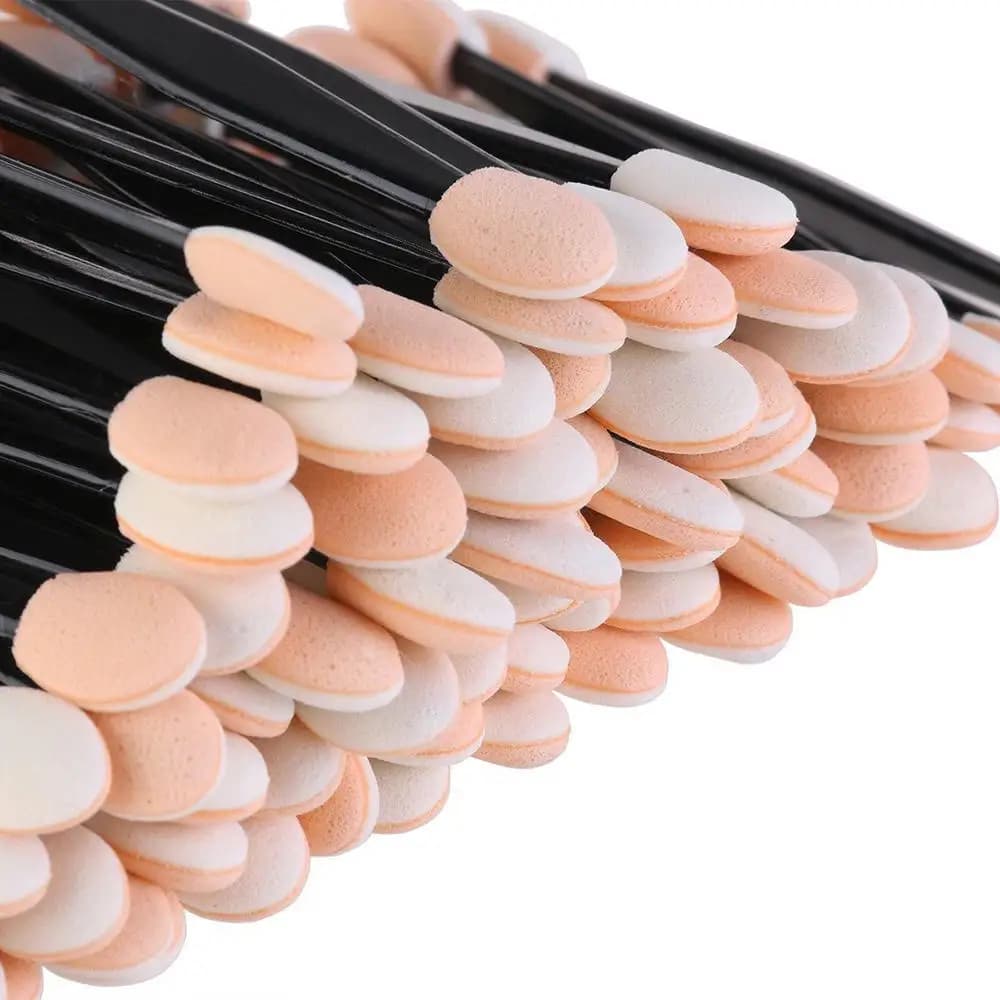 50/100pcs Double Sided Eyeshadow Applicator Mirror Chrome Pigment Sponge Stick Nail Powder Brushes Sponge Disposable
