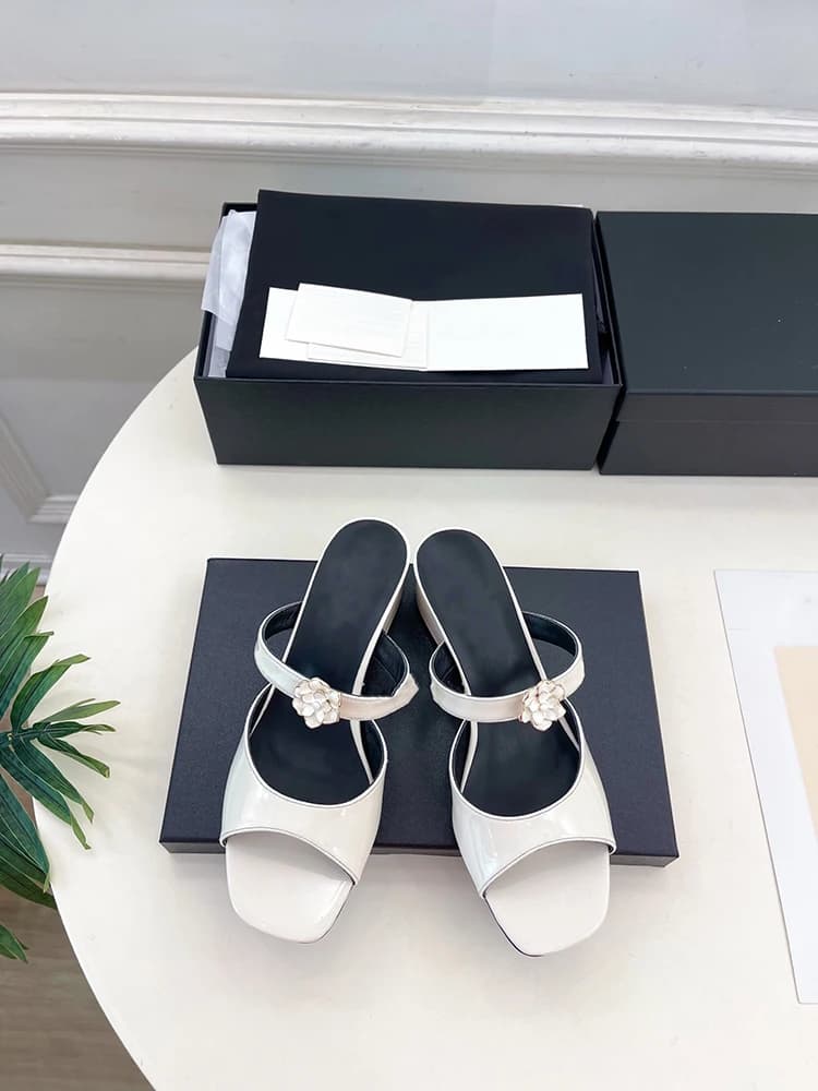 Spenneooy Nuovi Sandali Estivi Eleganti con Tacco Quadrato e Punta Rotonda in Pelle di Pecora, Bianchi, alla Moda, con Tacco Alto per Donna