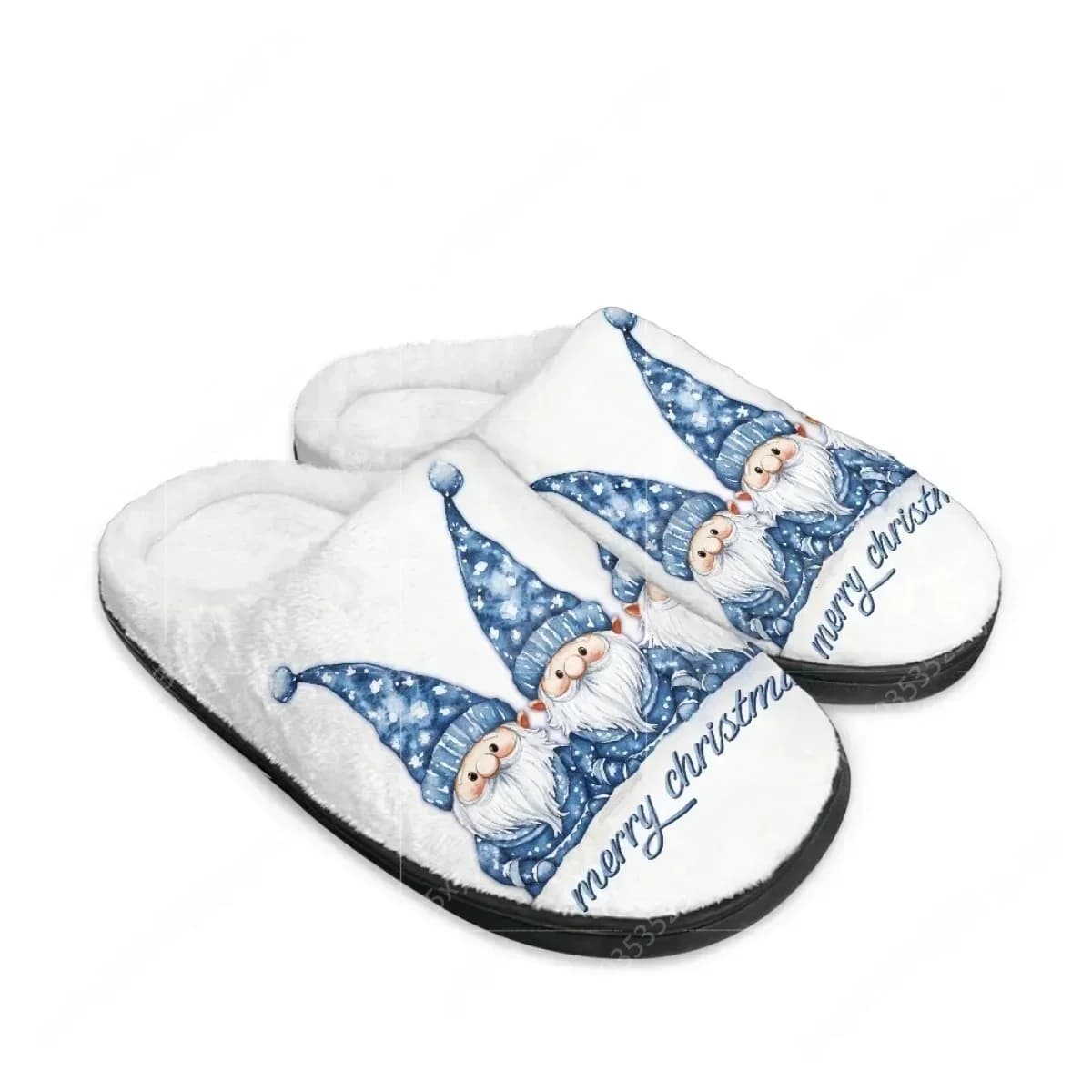 Pantofole Natalizie in Cotone con Bottoni a Forma di Gnomo Blu e Pupazzo di Neve, per Uomo, Donna e Adolescenti, Calde e Personalizzabili