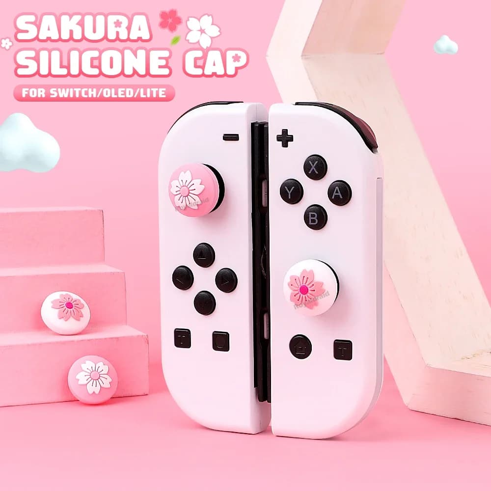 Rosa Sakura Thumb Stick Grip Cap 3D Joystick analogico Custodia protettiva per Switch NS OLED Lite Joycons Controller Thumbstick Cover