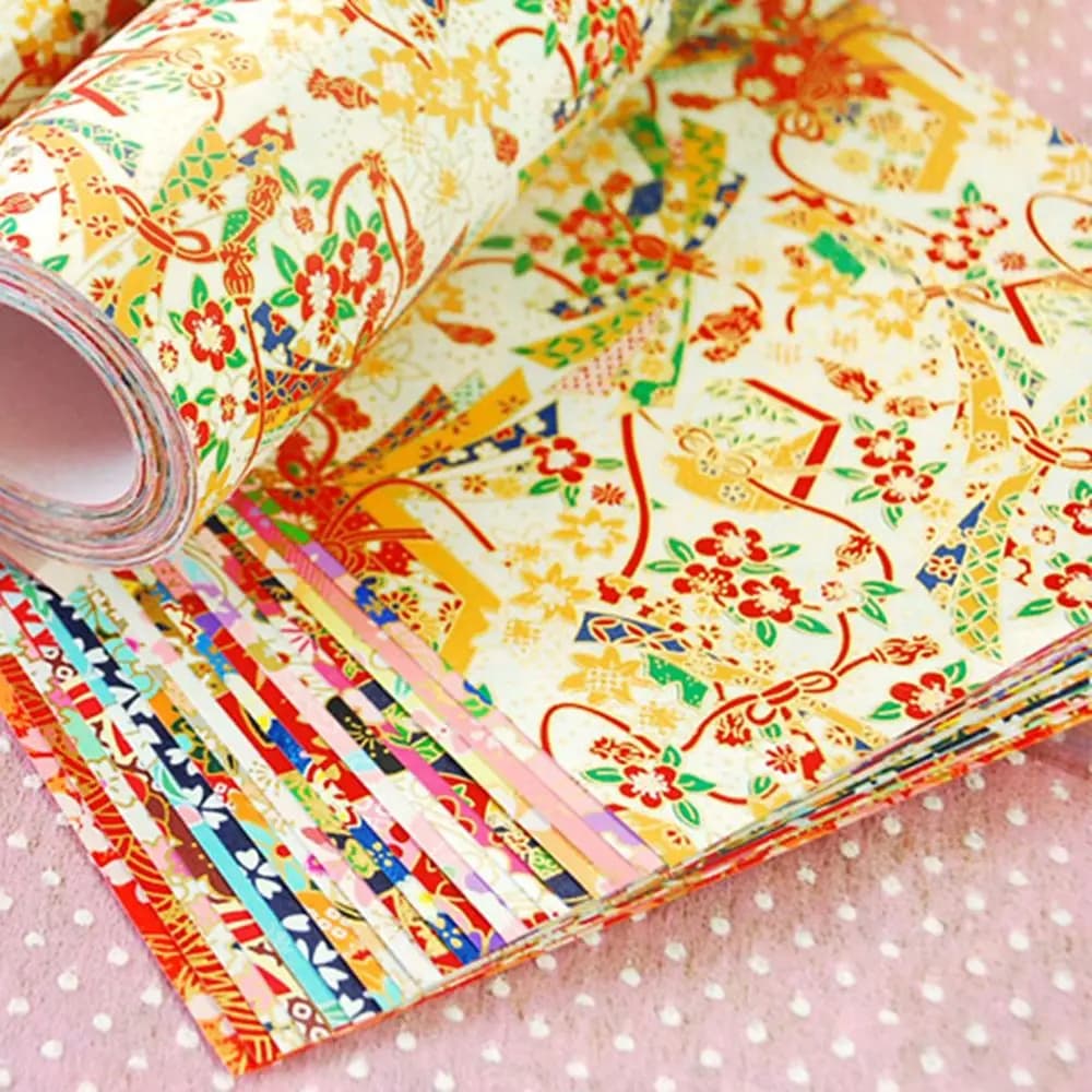 Environmental Material Gold Lines Crane Decorative Flower DIY Scrapbook Decor Origami Handmade Craft Paper