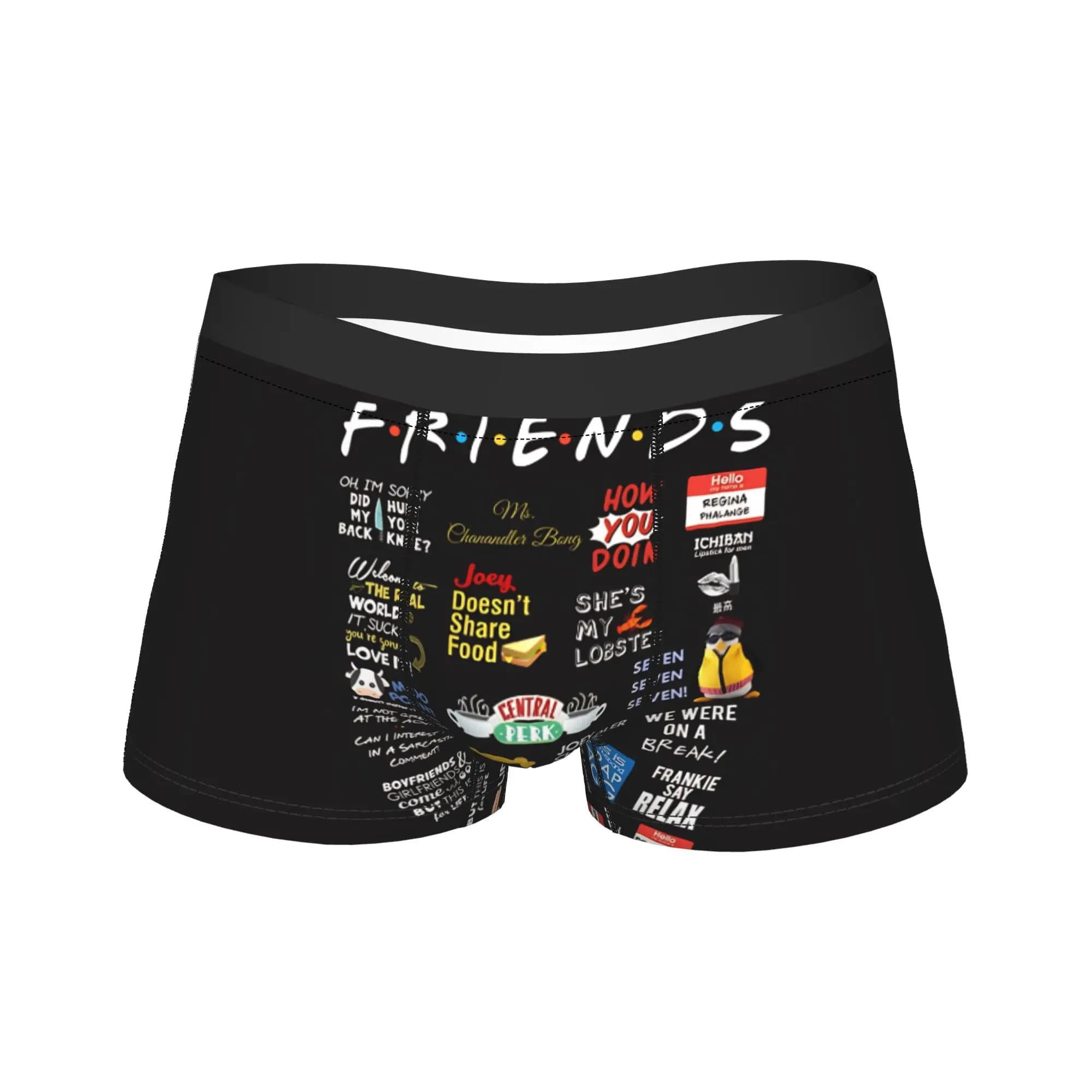 Friends Quotes Shorts Briefs Underwear Trenky Male Elastic Boxer Shorts Design Oversize Underpants