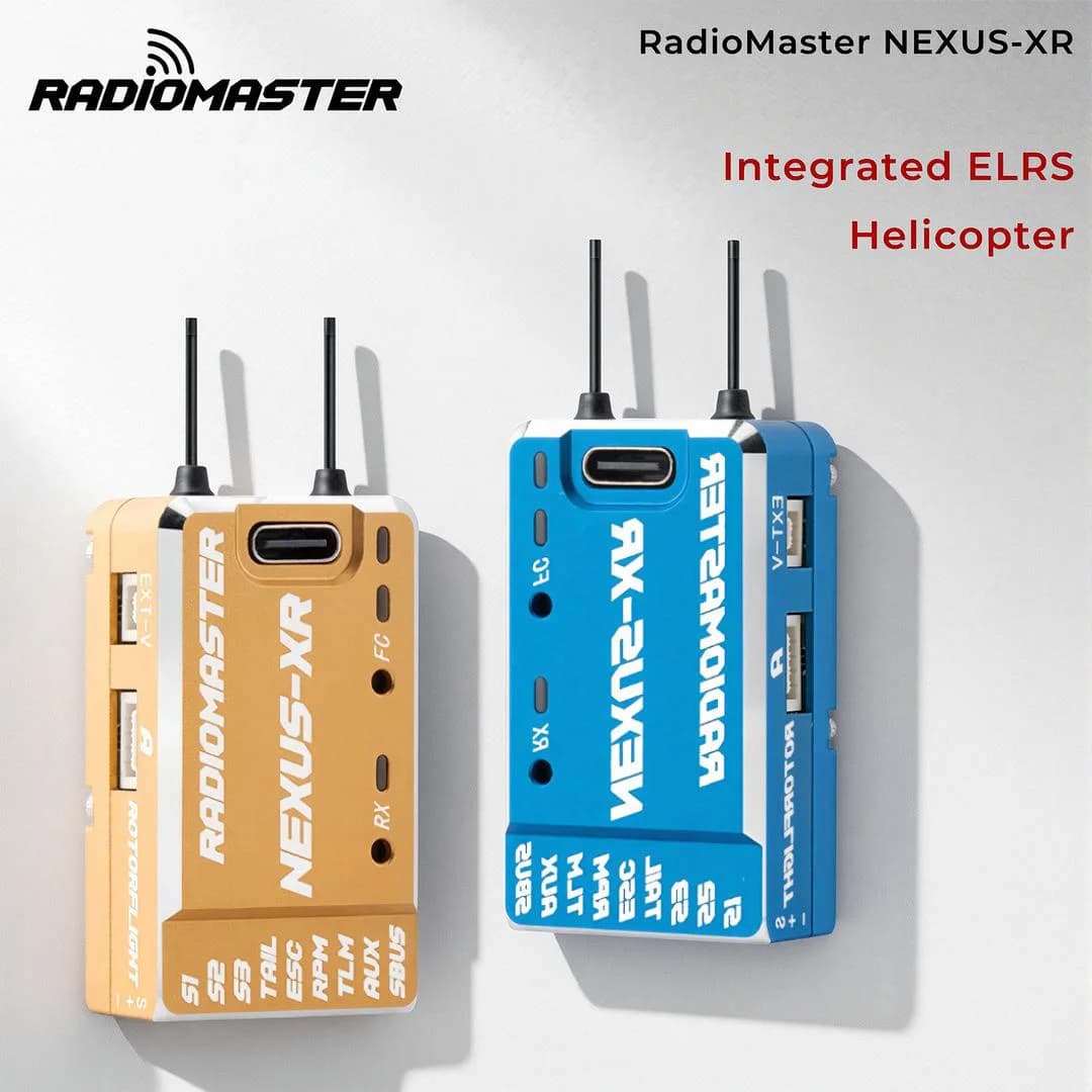 Radiocomando RadioMaster NEXUS-XR per Elicotteri con Ricevitore ExpressLRS Integrato a 2.4GHz e Black Box Incorporata per Elicotteri RC