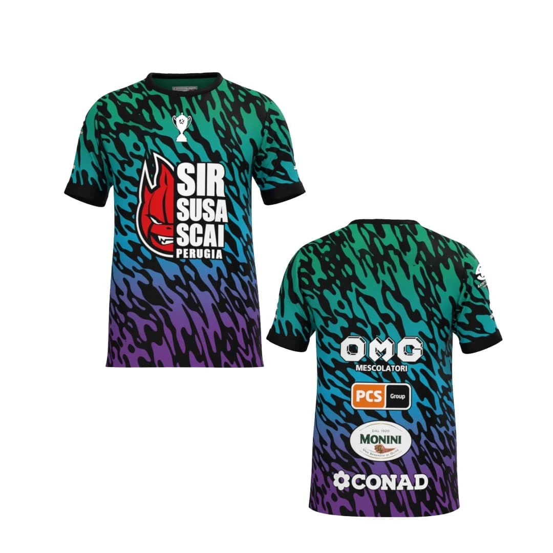 Maglia da pallavolo Sir Safety Perugia Home 25-26, Kit allenamento, Maglia Campione, T-shirt sportiva estiva da uomo, Abbigliamento per bambini, Donna