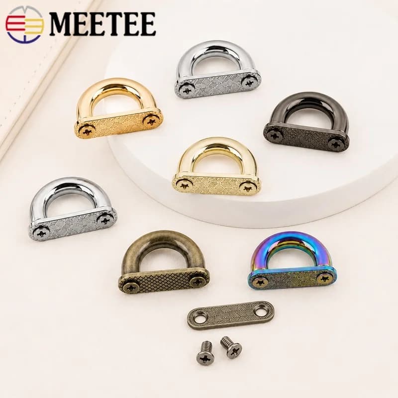 5/10Pcs 13x16mm Metal Arch Bridge D Ring Bag Strap Hanger Buckles Screws Wallet Chain Connector Hook Clasp Leather Accessory Set
