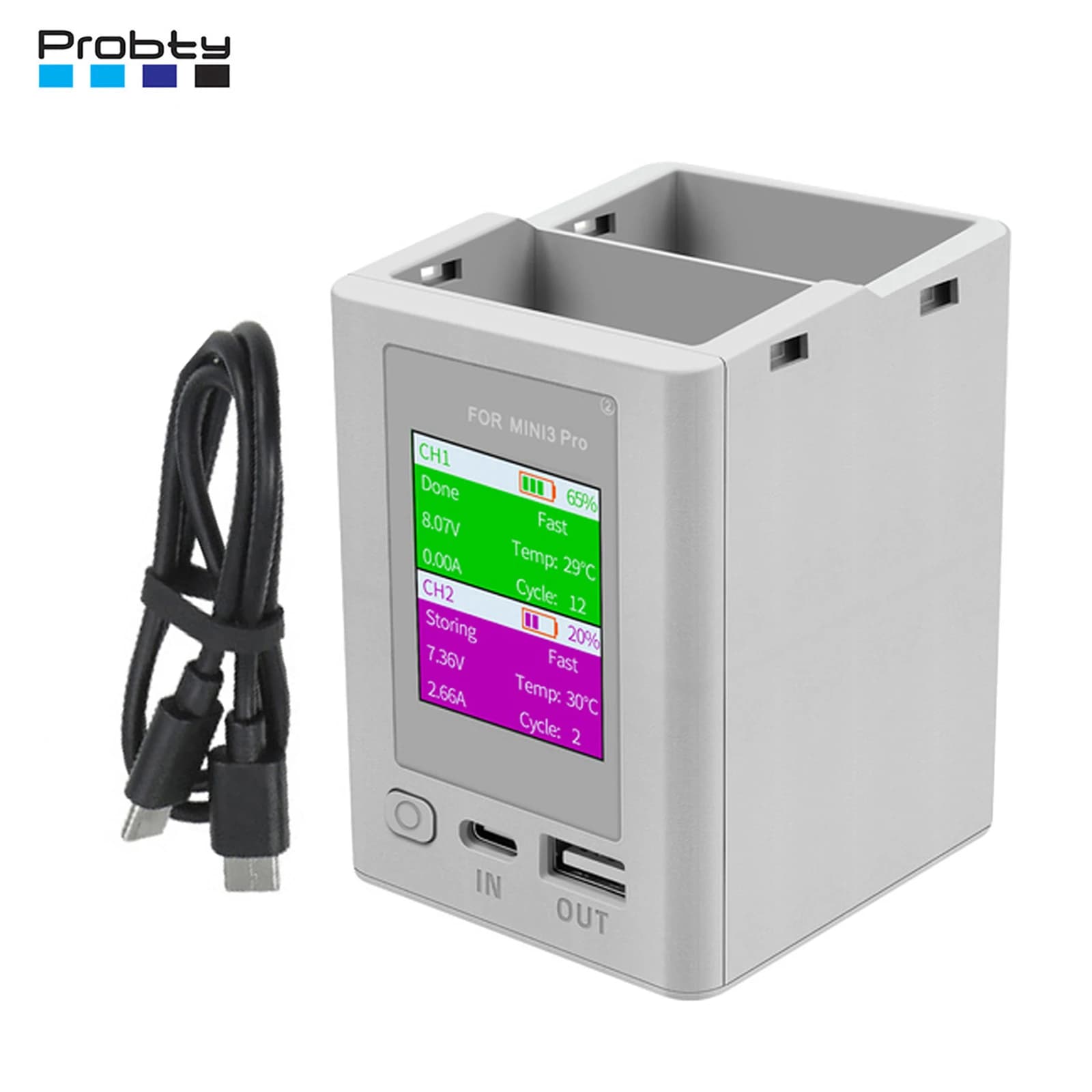 Hub caricabatterie per DJI Mini 4 Pro Drone Batteria di ricarica maggiordomo Ricarica bidirezionale 2 batterie per DJI Mini 3 /3Pro Drone Accessori