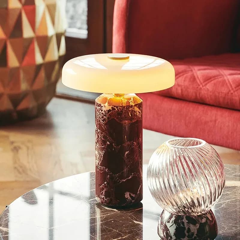 Portable Charging Table Lamp for Danish LED Marble Desk Light Luxury Rechargeable Bedside Lamp for Living Room Bedroom