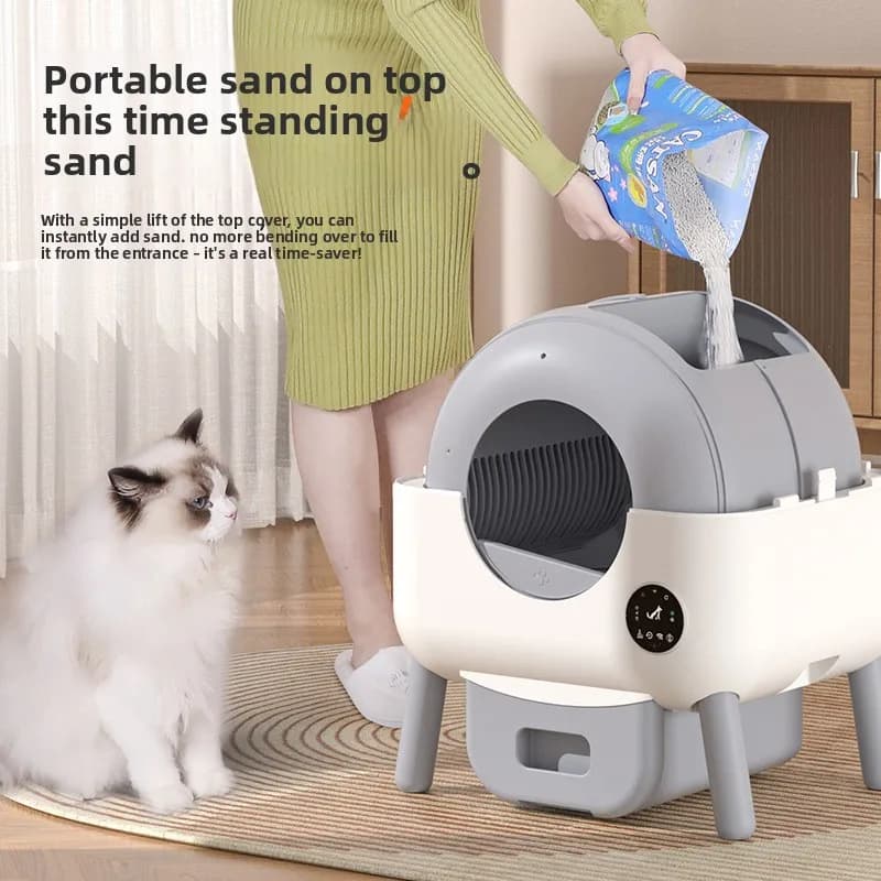 Lettiera intelligente per gatti completamente chiusa, toilette anti-schizzo con controllo tramite app, autopulente, accessori per gatti