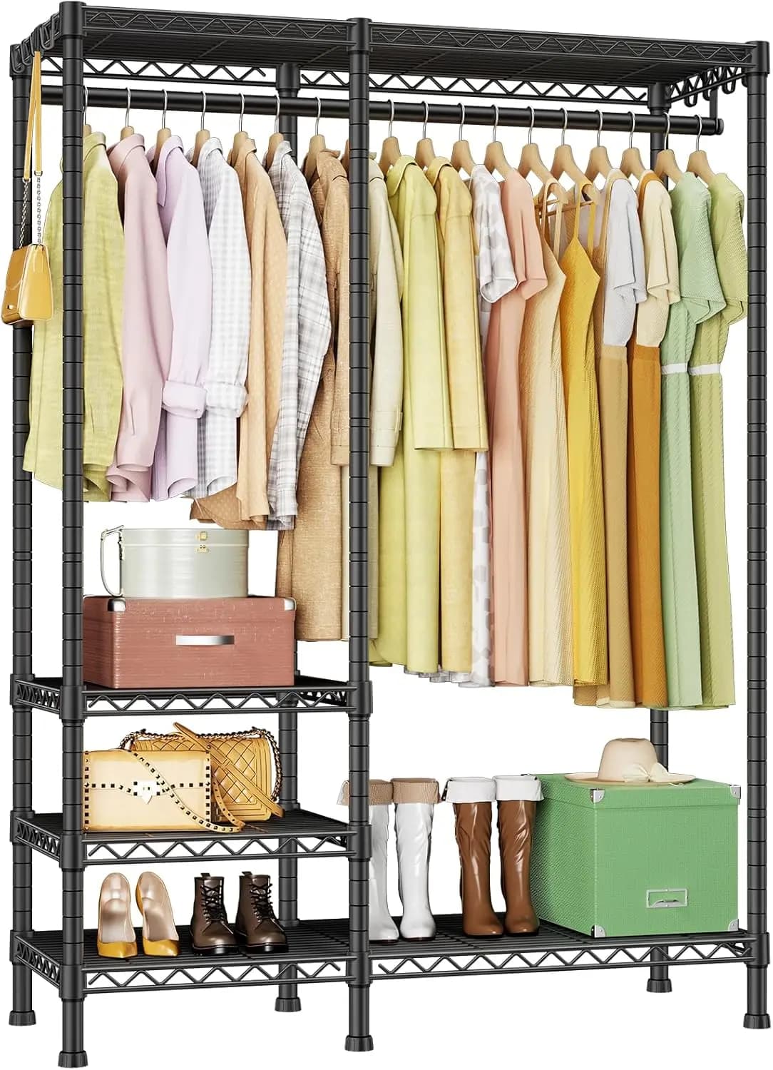 Self-supporting hanger Resistant with Adjustable Auction, Load Maximum 272 kg, Black Portable Organizer for Garments