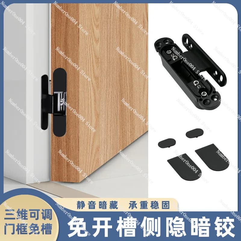 Cerniera Nascosta per Porta in Legno, Regolabile 3D, Invisibile, Senza Scanalatura, Montaggio Laterale Nascosto
