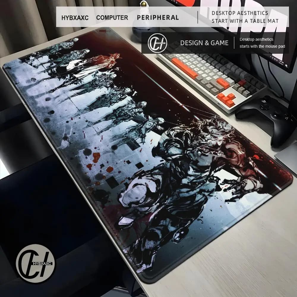 Tappetino per mouse Hot Games Metal Gear Solid XXL, accessori da gaming, tappetino da scrivania per tastiera da ufficio, antiscivolo, in gomma, per laptop, tappetino per mouse anime