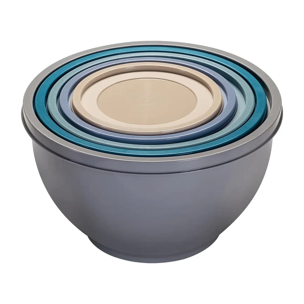 Anti-slip plastic assorted mixing bowl set with 10 pieces covers)