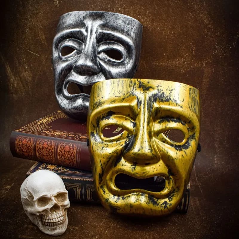 Maschera per feste di Halloween Maschera divertente per il dolore Maschera Emoji per adulti Antique Show Ball Party Mascara Maschera spaventosa Puntelli Cosplay