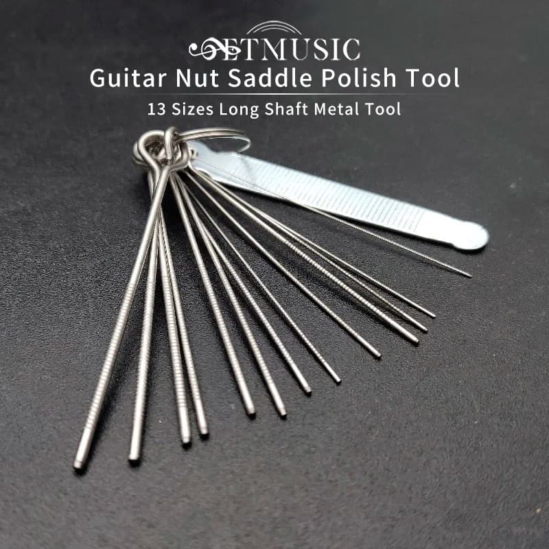 Metallo 13 dimensioni file per chitarra ad albero lungo chitarra elettrica Bass Ukulele Bridge Nut and Saddle Polish Tools strumento di riparazione Guitarra