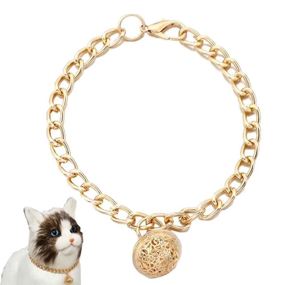 Collana Classica di Lusso per Animali Domestici in Metallo con Campanello Cavo, Squisita Catena per Cani, Collare Universale Accattivante per Gatti, Accessori per Animali Domestici