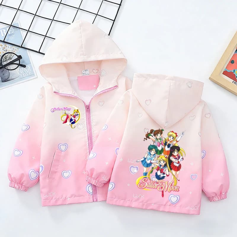 Sailor Moon Jacket for Child, Coat with Hinge, Casual Kawaii Clothing, Kids Fashion, Long Sleeves, Autumn Sportswear