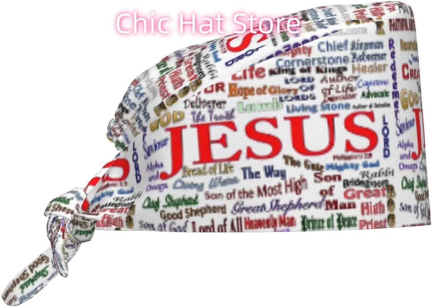 Berretto da lavoro Jesus Cross Berretto da lavoro con fascia antisudore Cappello unisex regolabile con allacciatura sul retro Berretto da chirurgo per medico infermieristico per donna uomo