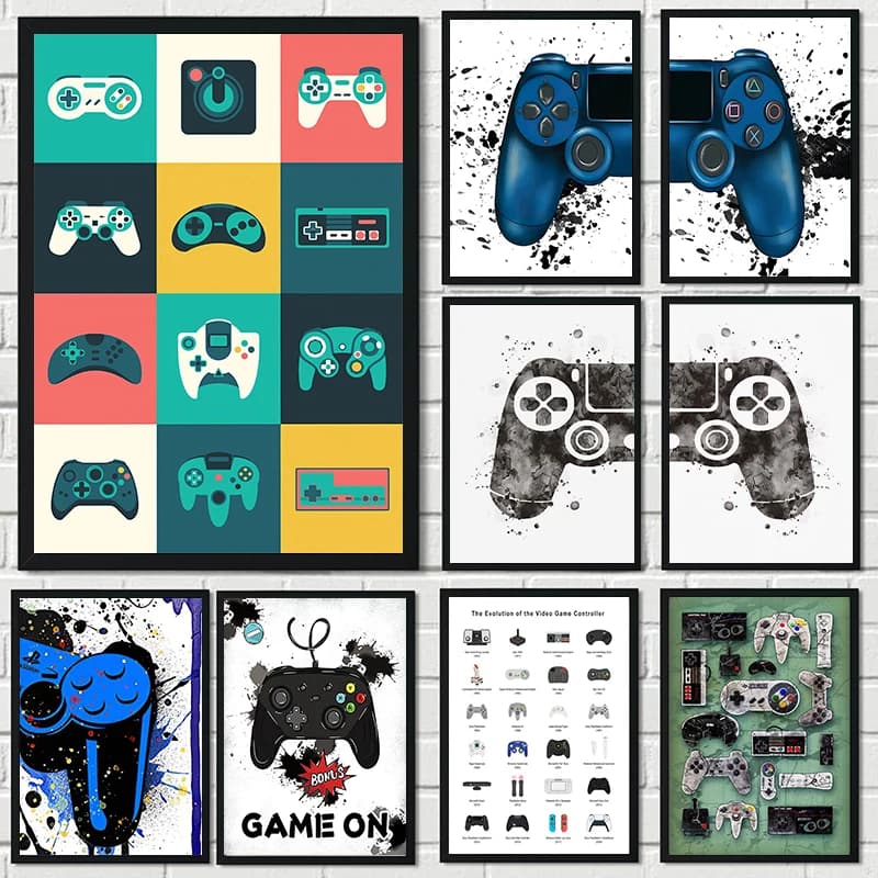 Controller per videogiochi moderni Poster Console di gioco portatile Gamepad Tela Pittura Wall Art Stampa Immagine Gamer Room Home Dec