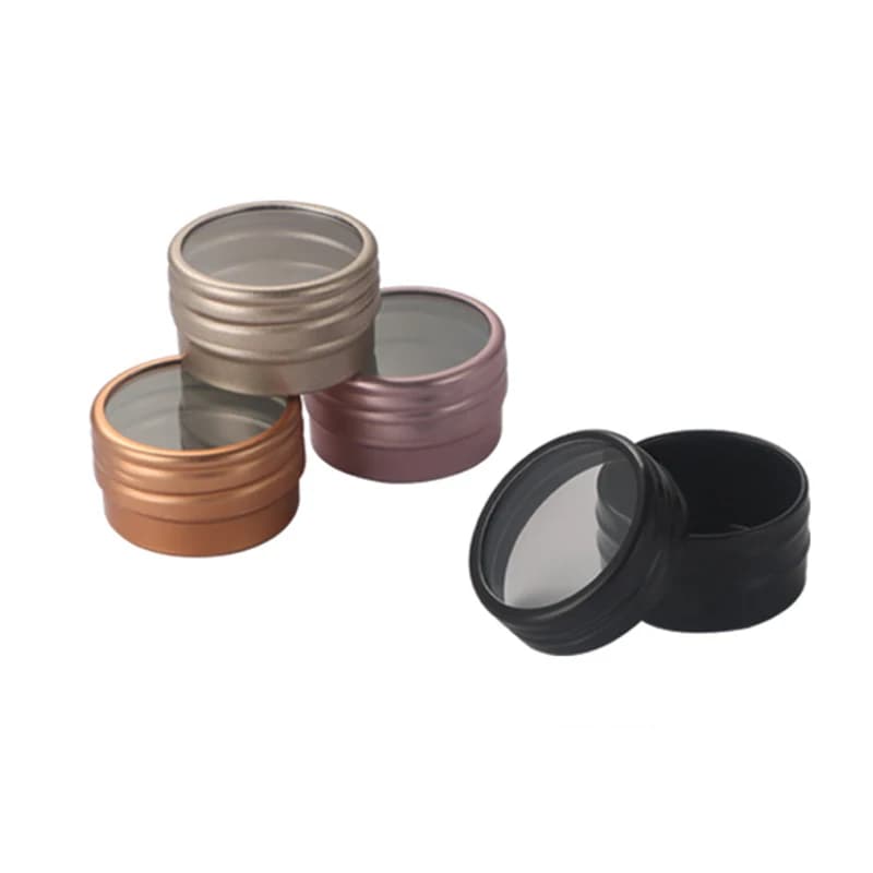 Barattoli da tè rotondi da 10ml con finestre trasparenti per contenitori per spezie crema per il viso candela portagioie barattolo di latta scatola di alluminio vuota