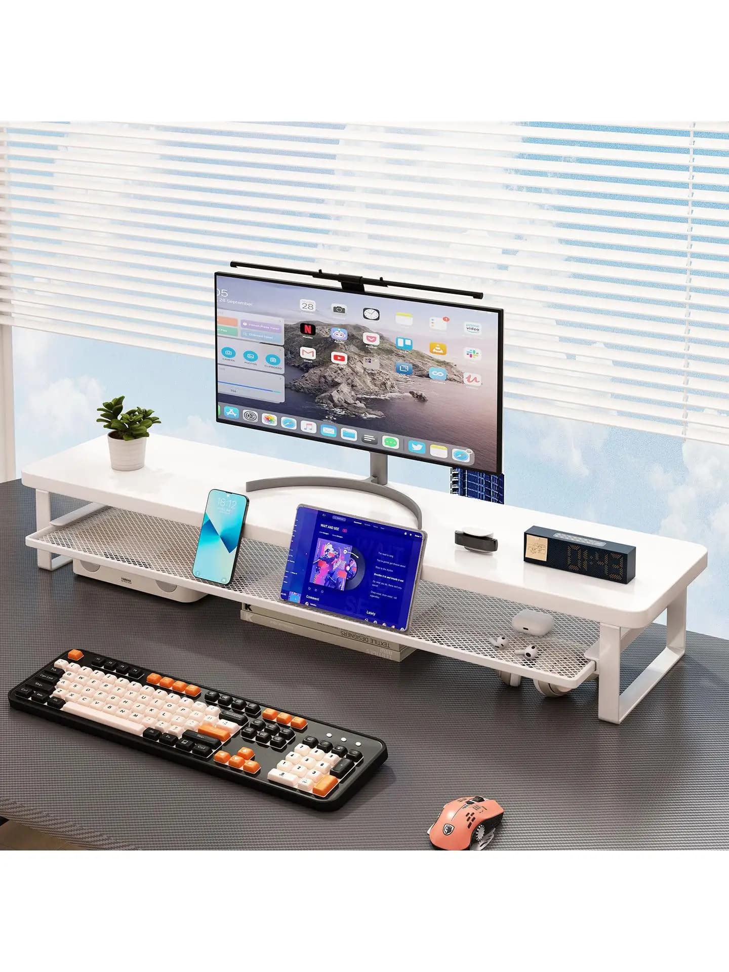 Desktop Computer Riser Stand Home Office Workstation Keyboard Storage Organizer Display Monitor Elevation Support Bracket