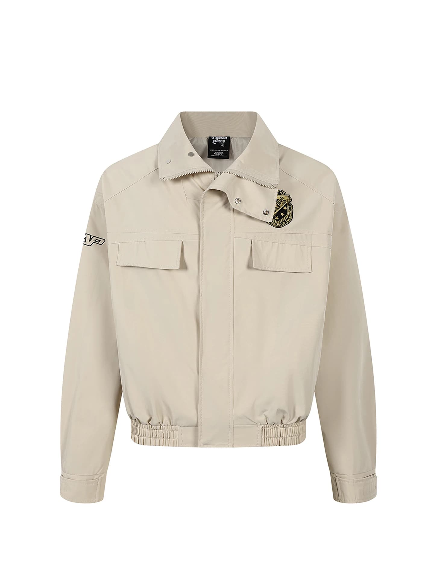 Retro American Embroidered Badge Work Jacket Spring Casual Loose Couple Short Style Outdoor Zipper Closure Long Sleeve Coat