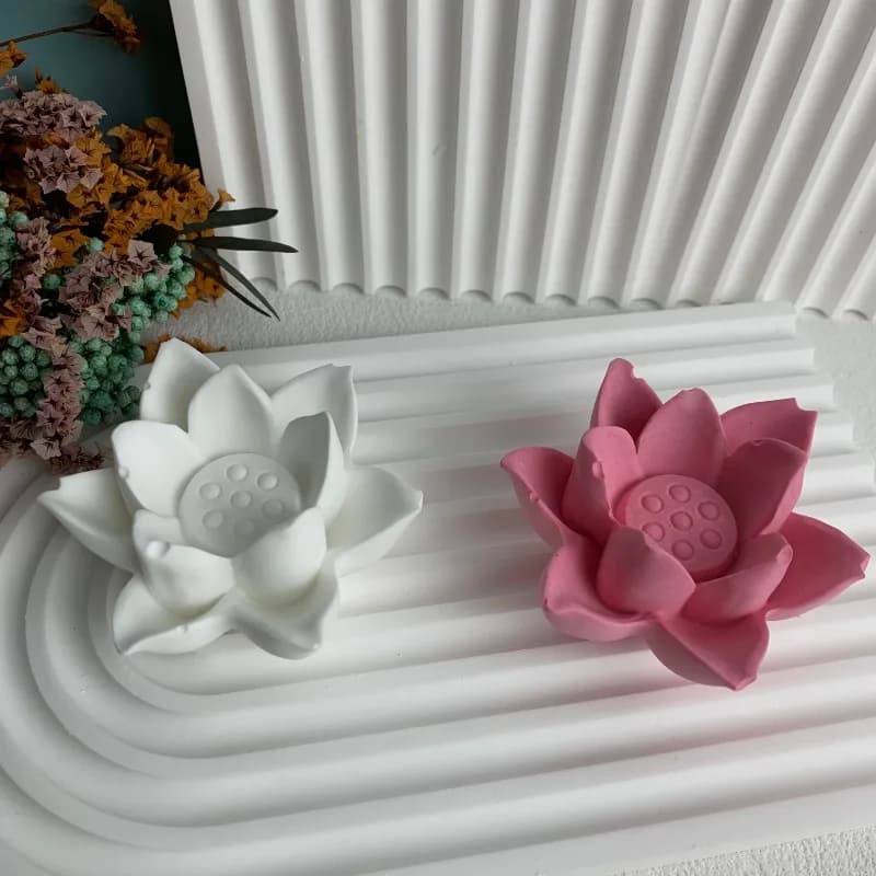 Mini Lotus Tealight Candle Holder Mold Flower Tealight Candle Holder Silicone Mould Resin Mold Concrete Gypsum Silicone Moulds