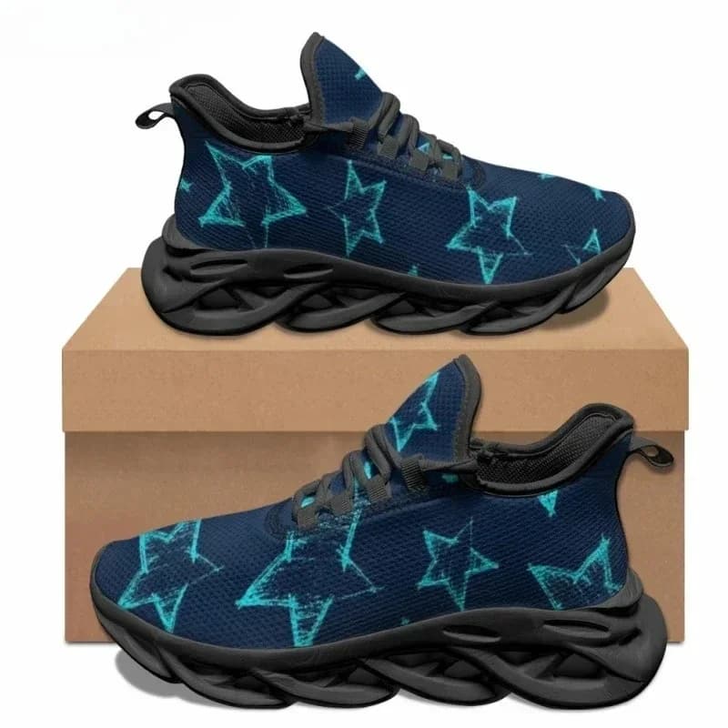 Casual Shoes with Star Pattern, Sneakers with Laces, Anti-slip Gymnastics Shoes for Travel and Sport