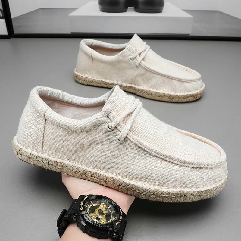 Scarpe casual da uomo in tela moda estiva Scarpe da pescatore con tessitura fatta a mano Espadrillas piatte casual moda Scarpe da guida di grandi dimensioni