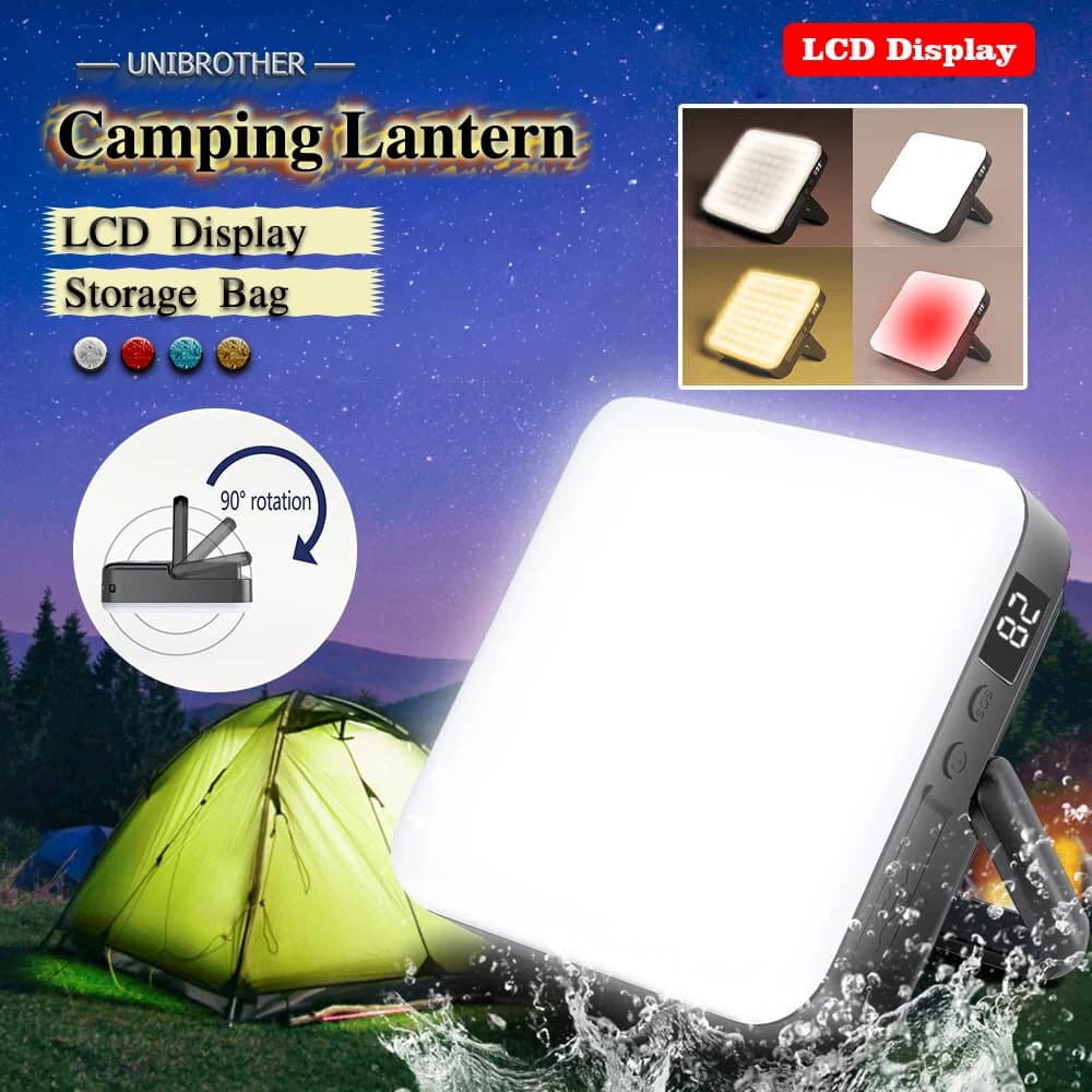 Display LCD Lampada da campeggio portatile a LED ricaricabile Illuminazione di emergenza Lampadina Torcia Luci Picnic all'aperto Lampada da tenda sospesa