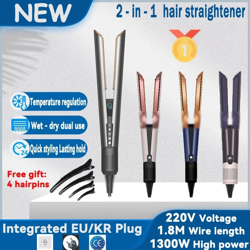 Professional combination of hair plate and hair dryer 2 in 1 - Iron with negative ion heating with display. Ideal for home and living room