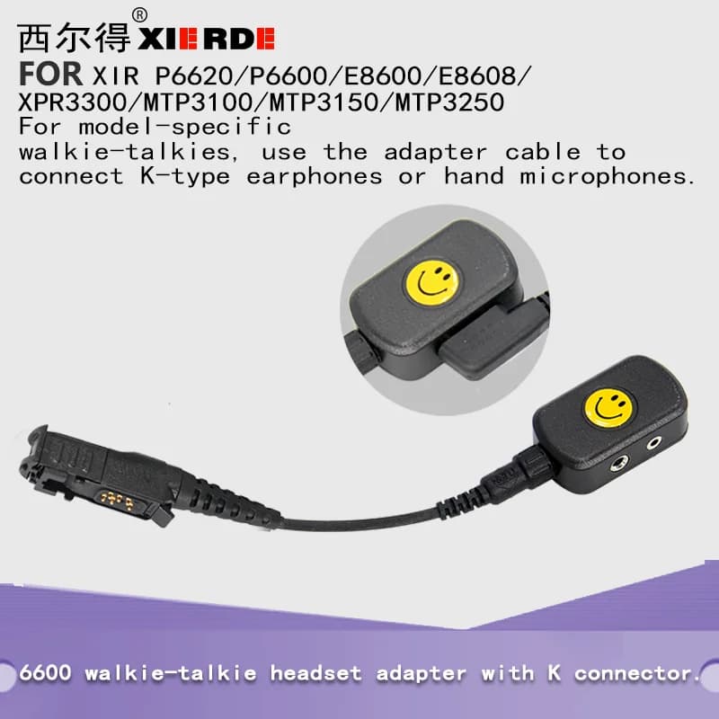 Adattatore per cuffie walkie-talkie Motorola XPR3000 XPR3300 3500e MPT3150 P6600 E8600 E8608 DP2400 DP2600 con cavo da adattatore a connettore K