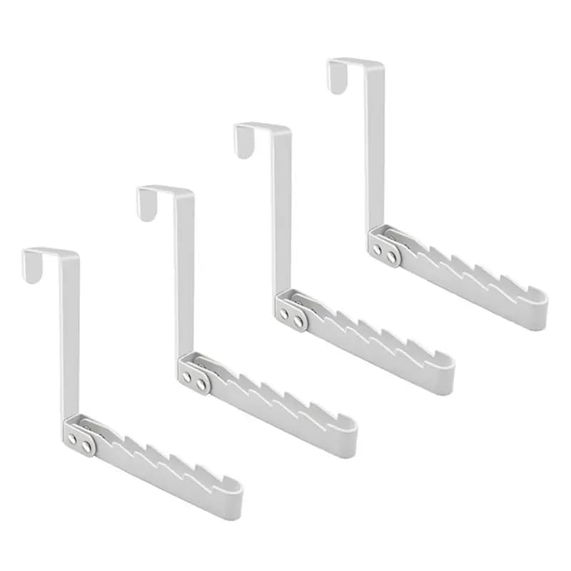 4 Pack Over The Door Hooks Hanger, Sturdy Foldable Over Door Drying Rack For Clothes, Coats, And Towels, White-B51B